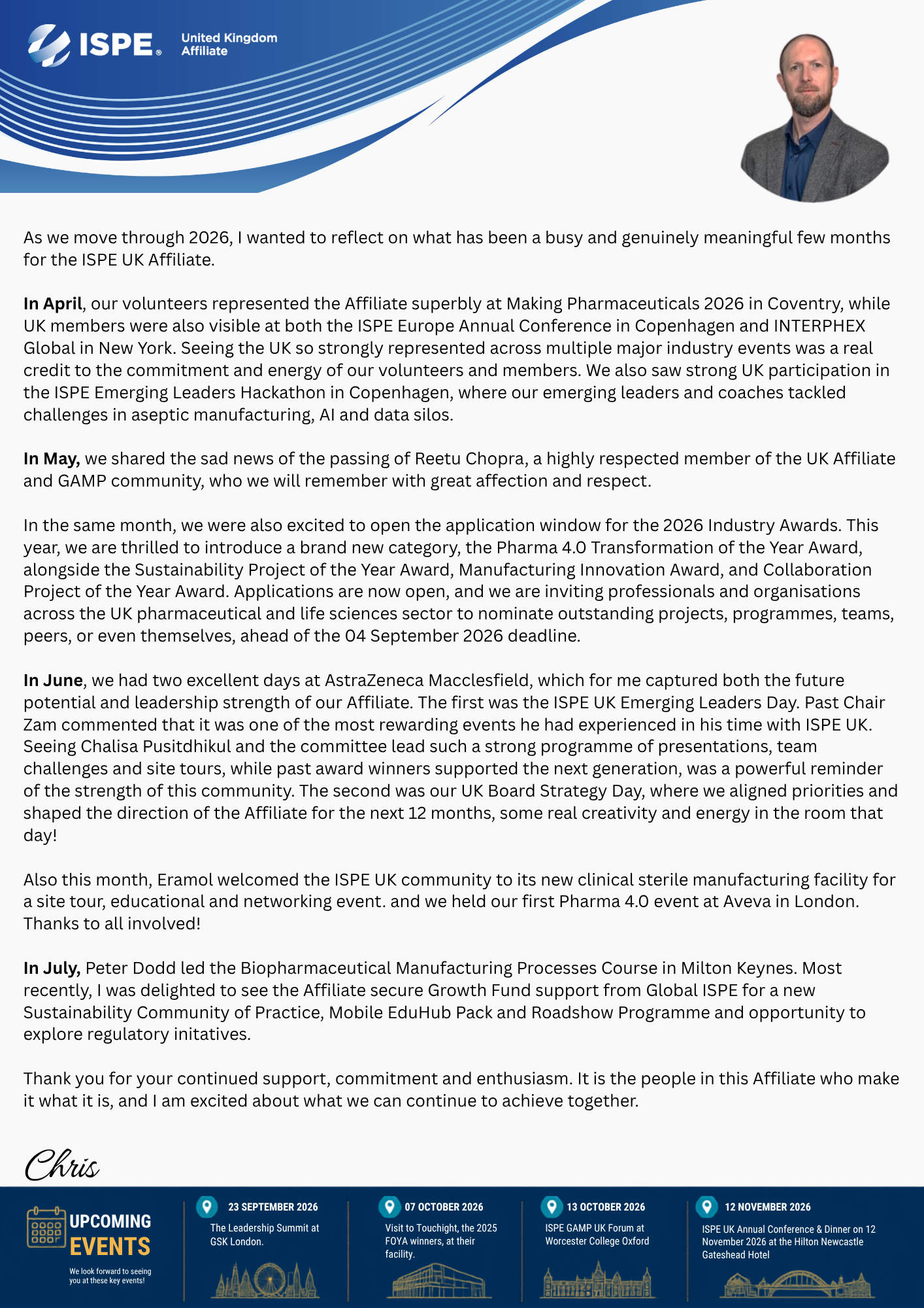 Building Momentum:   A Message from the ISPE UK Affiliate Chair