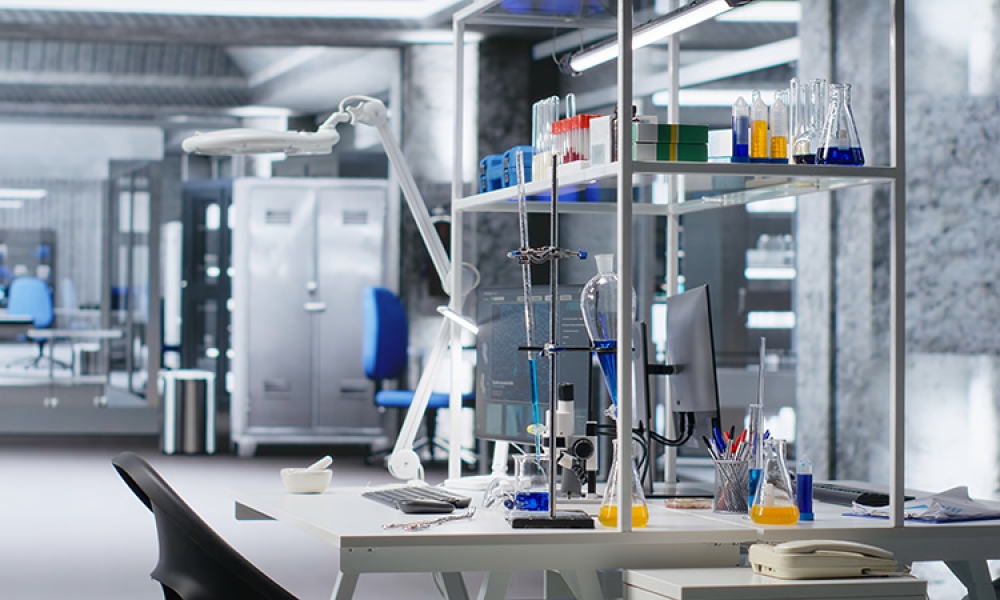 Empty laboratory workspace