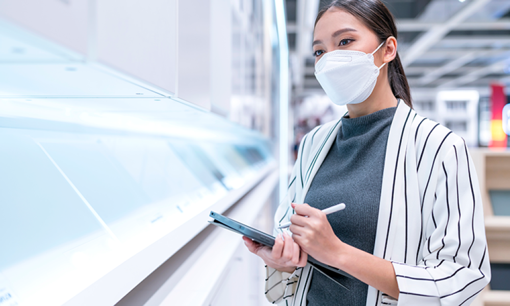 woman-wear-mask-use-tablet-checking-amount-stock-product-inventory-shelf-distribution-business-shipping-delivery-service-Component-to-Patient-750px.png
